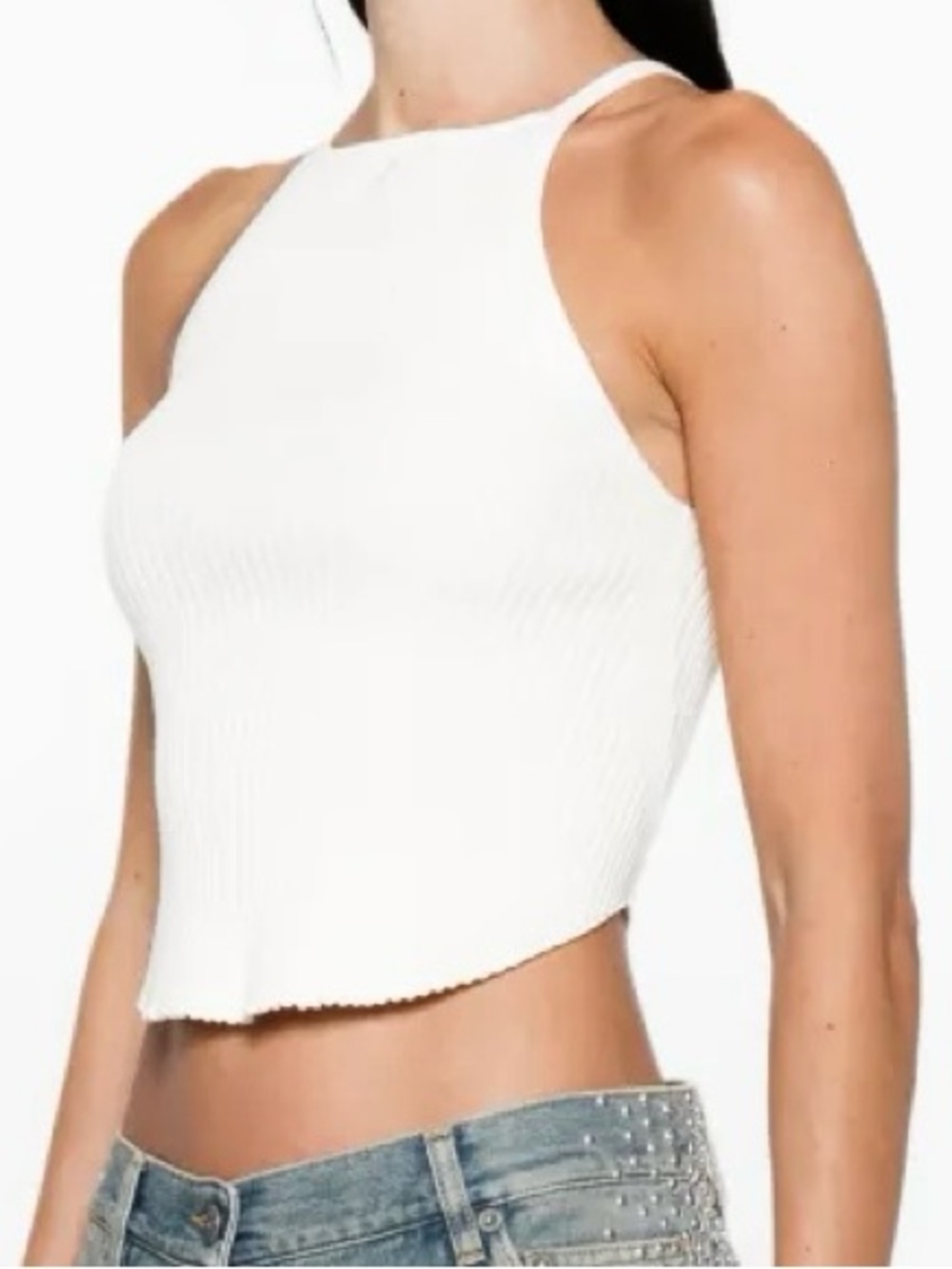 Ambiance | Forever 21 | White Rib-knit Cropped Halter Baby Tee Style Tank Top